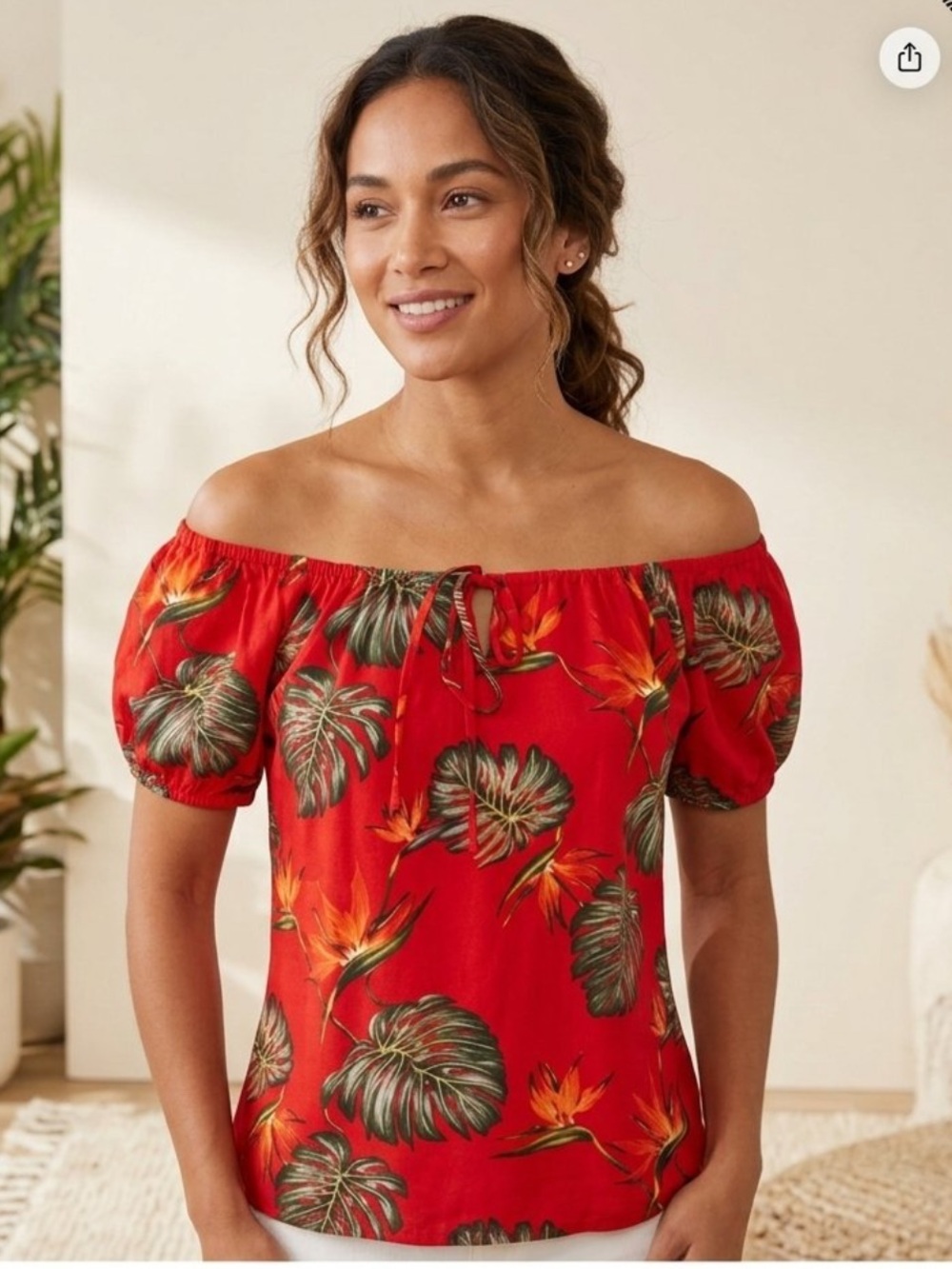Hawaii Hut floral size S red top